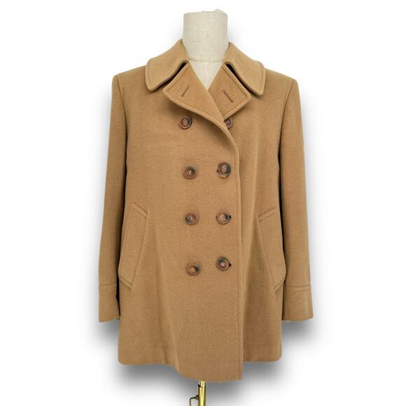 Vintage Aquascutum London Double Breasted Wool Pea Coat Flannel Lining Men's 42R - Picture 1 of 8